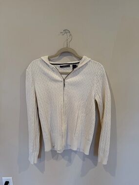 Liz Claiborne Cream Cable-Knit Zip Hoodie